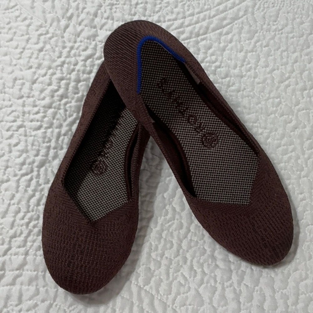 EUC Rothy's The Flat round-toe ballet flats in the retired Truffle Python 7.5